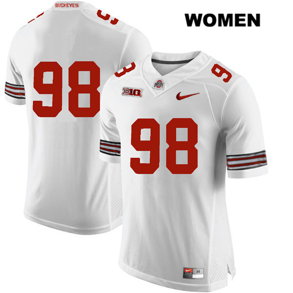 Ohio State Buckeyes Women's Jerron Cage #98 White Authentic Nike No Name College NCAA Stitched Football Jersey RD19V58MM